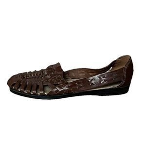 Predictions Leather Solutions 90s Vintage Brown Huarache Fisherman Flats 7